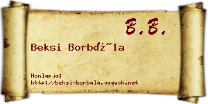Beksi Borbála névjegykártya